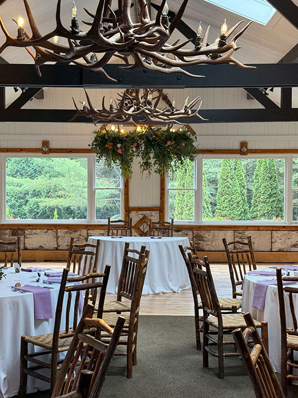 Wedding Reception Antler Chandelier Decoration Flowers Greenery