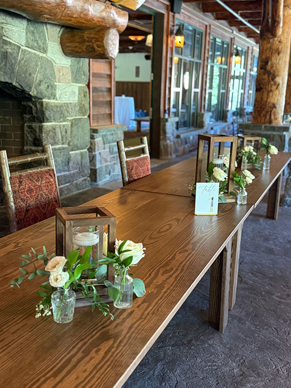 Wedding reception Head Table Simple Greenery Bud Vase Arrangement