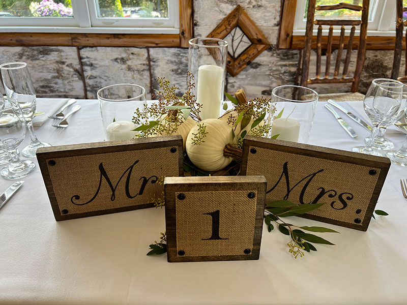 Fall Wedding Sweetheart Reception Table Pumpkin White Gourd Centerpiece