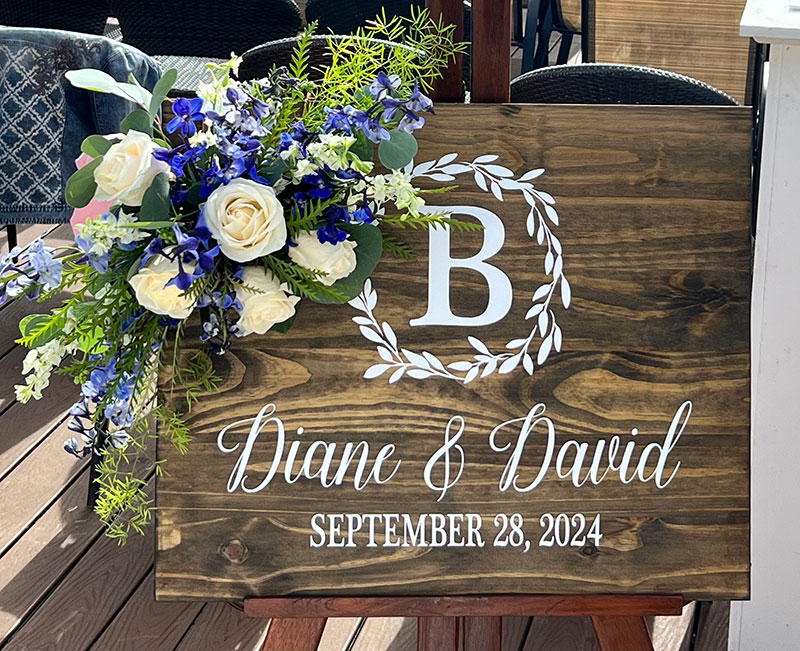 Wedding Welcome Sign Summer Flowers Lakeside